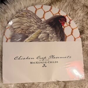 SET of 4 MacKENZIE CHILDS CHICKEN COUP CORK PLACEMATS NWT